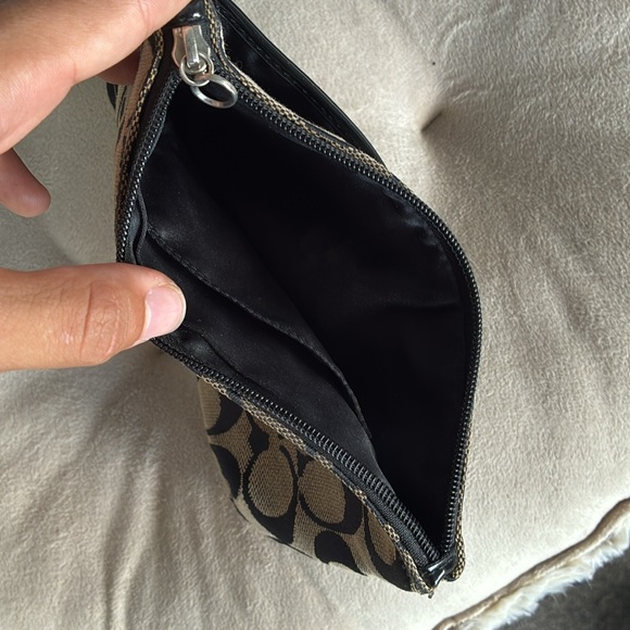 Coach Black and Tan Canvas Pouch - Picture 3 of 4